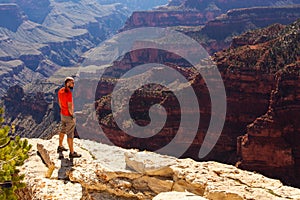 A hiker in the Grand Canyon National Park, North Rim