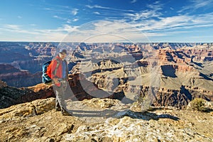 A hiker in the Grand Canyon National Park, South Rim, Arizona, U