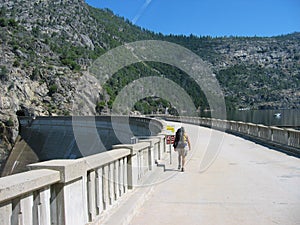 Hiker on Hetch Hetchy Dam