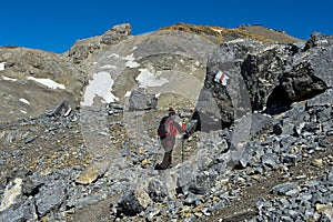 Hiker in the high mountains