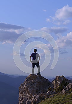 Hiker. Hiker at the top of the mountain, Basque Country