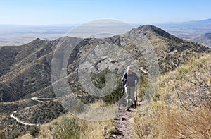 A Hiker on the Huachuca Mountain Crest Trail photo