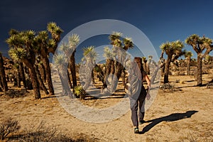 Hiker in joshua tree national park