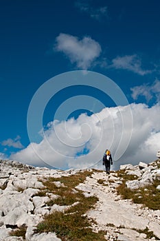 Hiker in Julian alps