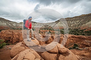 Hiker in Kodachrome Basin state park in Utah, USA