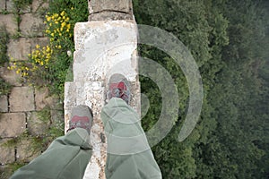 Hiker legs on the top of great wall