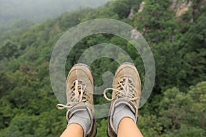 Hiker legs on the top of great wall