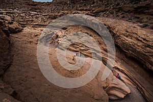 Hiker in the Little Wild Horse Canyon Bird's eye view