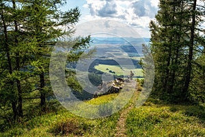 Hiker looking on Beautiful summer mountain view from hill Cipcie in Slovakia