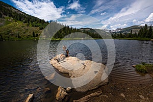 Hiker at Lost Lake Colorado photo