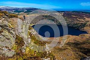 Hiker at Lough Tay