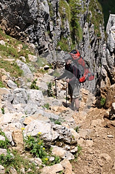 Hiker on a mounatin trek