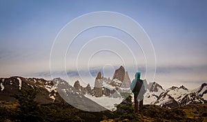 Hiker mount fitz roy argentina