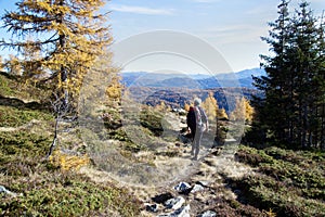 Hiker on mountain path