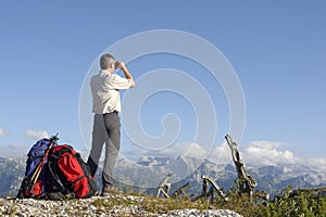 Hiker on mountain summit