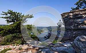 Hiker overlook Harpers Ferry landscape