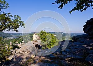 Hiker overlook Harpers Ferry landscape