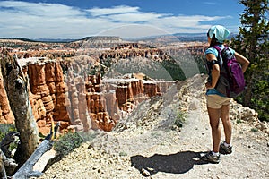 Hiker overlooking Bryce Canyon, Utah