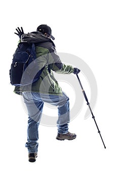 Hiker Poking Something with a Stick photo