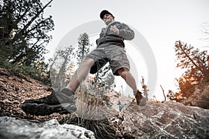 Hiker on the rocky path