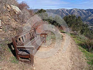 Hiker`s Resting Bench in Garland Ranch Regional Park