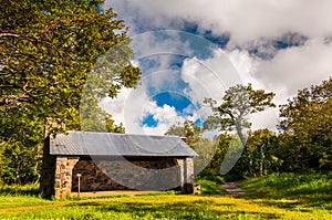 A hiker's shelter on Hawksbill Summit, in Shenandoah National Pa