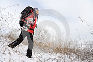 Hiker on the snow