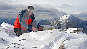 Hiker starts fire in the snowy mountains