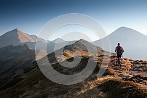 Hiker in Tatras Mountains