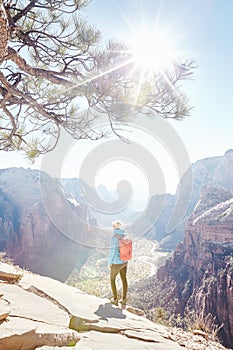 Hiker on top of Angels Landing