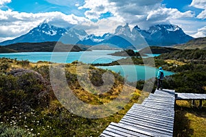 Hiker in Torres del Paine National Park