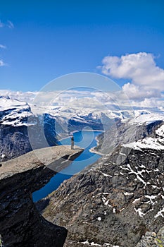 Hiker on Trolltunga, Norway