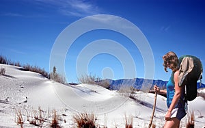 A Hiker Ventures Through White Sands National Park, USA