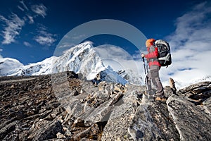 Hiker walks on train