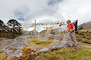 Hiker walks on train