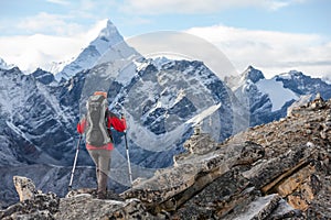 Hiker walks on train