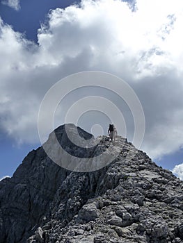 Hiker at Watzmann mountain, Bavaria, Germany