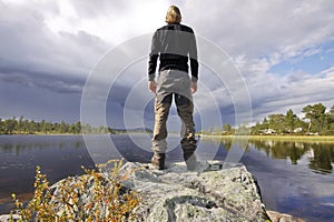 Hiker In the wilderness of Sweden