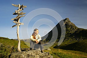 Hiker women in countryside