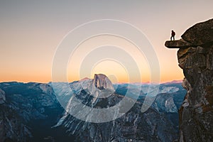 Hiker in Yosemite National Park, California, USA photo