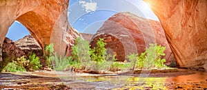 Hikers backpacking in Utah, Grand Staircase-Escalante National Monument, USA