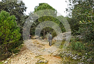 Hikers in Cerro Muriano, CÃ³rdoba province, Spain