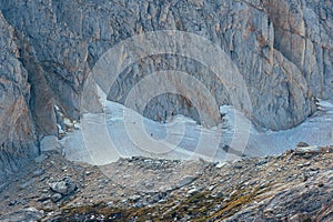 Hikers climbing Conness Glacier in Eastern Sierra