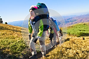 Hikers climbing the mountain