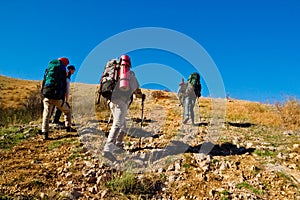 Hikers climbing the mountain