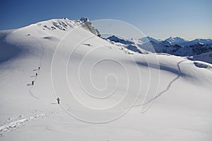 Hikers in Coast Mountains of British Columbia