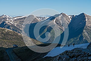 Hikers on Colorado`s Mount Antero