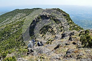 Hikers at Elephant Hill, Aberdare Ranges, Kenya