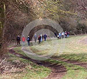 Hikers on an English Country Trail