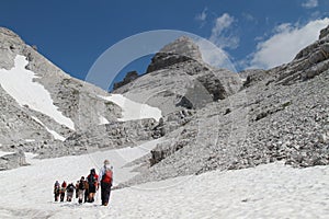 Hikers going towards Jezerce, Albania